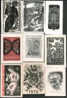 Klf. alkotók (Bordás Ferenc, Tempinszky István, Feszt László, Perei Zoltán stb.): 20 db ex libris és kisgrafika. Klf. technikák, papír. Részben jelzett. Klf. méretekben.