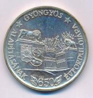 Bognár György (1944-) 1984. "Gyöngyös alapításának 650. évfordulója / MÉE XIV. Vándorgyűlése Gyöngyös" kétoldalas, jelzett Ag emlékérem kapszulában (41,6g/0.640/42,5mm) T:UNC, kis patina Adamo GS2
