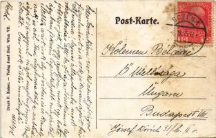 1915 Ski-Patrouille. Druck F. Kaiser, Verlag Josef Dietl / WWI German military art postcard, ski pat...