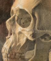 Reissmann Károly Miksa (1856-1917): Koponya (tanulmány), 1882. Szén, papír, jelzett, hátoldalán Bara...