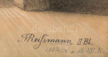 Reissmann Károly Miksa (1856-1917): Koponya (tanulmány), 1882. Szén, papír, jelzett, hátoldalán Bara...