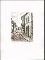 Almásy László (1926-): Budai vár. Rézkarc, papír, jelzett, számozott (4/100), 19,5×14,5 cm