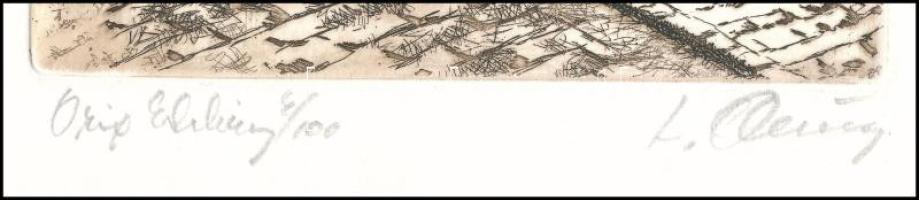 Almásy László (1926-): Budai vár. Rézkarc, papír, jelzett, számozott (4/100), 19,5×14,5 cm