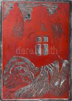 Tavaszy Noémi (1927-2018): Álmodik a nyomor. Fém nyomódúc-klisé. Jelzett a dúcon. Tavaszy Noémi autográf feliratával ellátott papírba csomagolva. 12,5x9 cm.