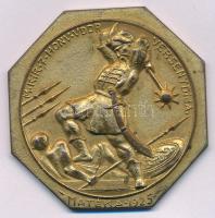 1925. "M. KIR. 7. HONV. VDDR. VERSENYDÍJA" aranyozott, nyolcszögletű bronz díjérem füllel, hátoldalán gravírozással. Szign.: Matéka Sándor (1890-1971) (42mm) T:XF aranyozás kopott