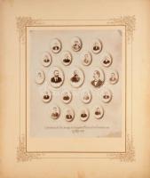 1899 A Budapesti Kir. Magyar Tudományegyetem Történelmi Seminariuma 1898-1899 tablófotója, rajta ismert személyekkel, a tanárok között: Dr. Fejérpataky László (1857-1923) történész, könyvtáros, levéltáros, az Országos Széchényi Könyvtár igazgatója (1894-1919), a Magyar Nemzeti Múzeum későbbi főigazgatója (1916-1923), Dr. Lánczy Gyula (1850-1911) történész, jogi doktor, szociológus, a bölcsészettudományi kar későbbi dékánja (1907-1908), Dr. Marczali Henrik (1856-1940) történész, a diákok között: Domanovszky Sándor (1877-1955) történész, a bölcsészkar későbbi dékánja, a trianoni delegáció egyik szakértője, Szentpétery Imre (1878-1950) történész, Oppel Jenő (1878-1947) történész, helytörténész, történelem és latin szakos tanár, múzeumigazgató, Baumgarten Ferenc (1880-1927) kritikus, esztéta, a róla elnevezett Baumgarten-díj (1950-től József Attila-díj) alapítója és mások, fotó kartonon, a hátoldalán pecséttel jelzett (Ranzenberger A.), 23x19 cm, karton: 39x33 cm