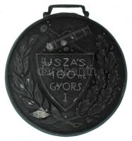 1944 k. "Magyar Királyi Gábor Áron Honvéd Tüzérségi Hadapródiskola" kétoldalas Zn díjérem gravírozással. Szign.: Gács Lajos (1905-1981) (45mm) T:XF,VF kis korr.