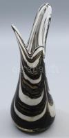 Murano fekete-fehér fingerváza, anyagában színezett hutaüveg, jelzés nélkül, hibátlan, m: 21 cm