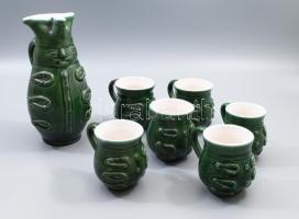 Alföldi miskakancsó 6 pohárral, kis mázkopással, m: 8-20 cm