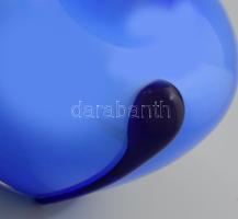 Szecessziós stílusú kéken színezett design váza, jelzés nélkül, hibátlan, m: 18 cm