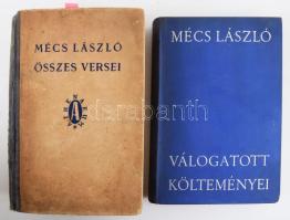 Mécs László 2 kötete, az egyik aláírt: Mécs László összes versei 1920-1940. A belső kötéstáblán a szerző, Mécs László (1895-1978) költő autográf aláírásával, ex libris-szel (Stanislaw Ostoja-Chrostowski fametszete). Bp., 1942, Athenaeum, 760 p. Második kiadás. Kiadói félvászon-kötés, viseltes állapotban, sérült gerinccel, foltos borítóval, ázásnyomokkal. + Mécs László válogatott költeményei. Összeáll.: Just Béla. Bp., 1934, Athenaeum, 232 p. Első kiadás. Kiadói egészvászon-kötés, nagyrészt jó állapotban.