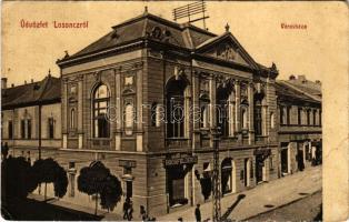 1909 Losonc, Lucenec; Városháza, László Emil, Hochfelder D. üzlete. W.L. Bp. 5946. / town hall, shops (EB)