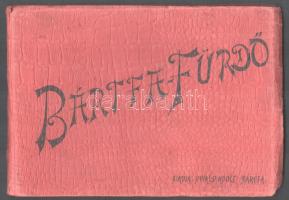 cca 1900-1910 Bártfafürdő. Kiadja: Divald Adolf, Bártfa. 16 db fekete-fehér fotót tartalmazó leporelló, kissé sérült borítóval, a leporelló sérült, két részre vált, 11x16 cm // cca 1900-1910 Bardejovské Kúpele (Bad Bartfeld / Bártfafürdő), foldout with 16 black-and-white photos, torn into two pieces, with slightly damaged cover