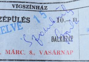 Ruttkai Éva, Szakácsi Sándor, Szombathy Gyula, Lukács Gábor, és .. Gábor? színművészek aláírása szín...