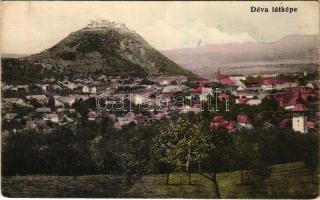1915 Déva, vár, látkép (félig színezett képeslap!) / castle, general view (half-coloured!) (EK)
