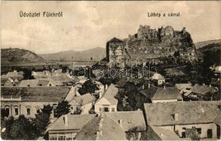 Fülek, Filakovo; látkép a várral, szálloda, Klesz Márton üzlete. W.L. Bp. 5962. / Filakovsky hrad / castle, hotel, shop (Rb)