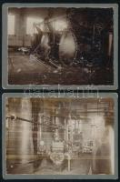 cca 1910 Sörgyár belső terei, 2 db keményhátú fotó kopásnyomokkal, 9×12 cm