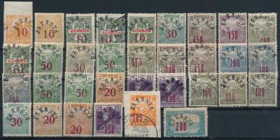 Baranya II. 1919 33 db bélyeg, közte eltolódott felülnyomások és lemezhibák, Bodor vizsgálójellel