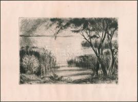 Iván Szilárd (1912-1988): Balaton. Rézkarc, papír, jelzett, 20x29,5 cm