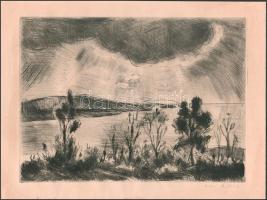 Iván Szilárd (1912-1988): Balatoni fények. Rézkarc, papír, jelzett, 25x34 cm