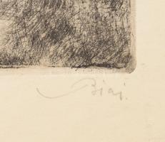 Biai-Föglein István (1905-1974): Margitszigeti fák. Rézkarc, papír, jelzett. 29x39 cm