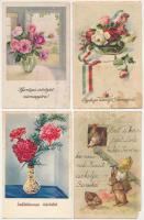 11 db RÉGI üdvözlőlap, vegyes minőségben / 11 pre-1945 Easter greeting art postcards in mixed quality