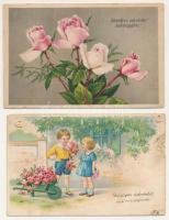 11 db RÉGI üdvözlőlap, vegyes minőségben / 11 pre-1945 Easter greeting art postcards in mixed qualit...