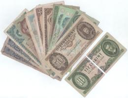 Vegyes, 12db-os Forint és Pengő bankjegytétel, közte 1db kettészakadt + Románia 1944. 5000L T:F-Pr