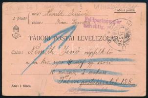 1914 Tábori posta levelezőlap, visszaküldve / Field postcard, returned "Feldpostnummer inrichtig"