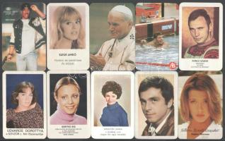 10 db híres személyeket ábrázoló kártyanaptár (köztük II. János Pál pápa, színészek-színésznők, sportolók)
