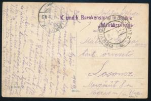 1915 Tábori posta képeslap / Field postcard "K. und k. Barakenspital in Dejvic"