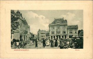 1911 Kézdivásárhely, Targu Secuiesc; Fő tér, Városi Vigadó szálloda, piac, Szabó János üzlete. W.L. Bp. 6881. 1910-13. / main square, hotel, market, shops (EK)