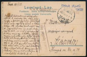 1917 Tábori posta képeslap / Field postcard "K.u.k. GARNISONSSPITAL" + "KASSA" + "Katonai ápolási ügy"