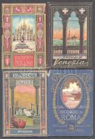 4 db régi olasz városképes leporelló: Ricordo di Milano, Venezia, Pompei, Roma. Változó állapotban.