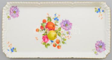 Union csehszlovákia antik gyümölcsmintás tálca, jelzett, hibátlan, 35x18 cm