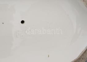 Kislány alakokkal antik fajansz asztali óra. Német vagy osztrák, cca 1920, jelzett: JM és sorszám, k...