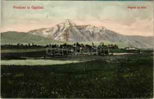 1909 Ogulin, pogled na Klek. Naklada Iso Unterberger / general view, mountain (EK)