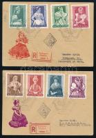 1953 Népviselet sor 2 db ajánlott Budapest helyi FDC-n / Mi 1330-1337 on FDC's