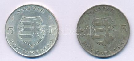1947. 5Ft Ag "Kossuth" (2x) T:XF,VF patina Adamo F8.1