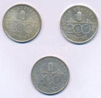 1992. 200Ft Ag "MNB" + 1993. 200Ft Ag "MNB" + 1994. 200Ft Ag "Deák" T:AU,XF patina Adamo F13, F13.1