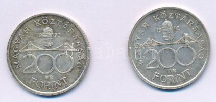 1992. 200Ft Ag "MNB" (2x) T:AU,XF patina
Adamo F13