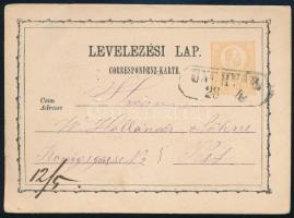 1871 2kr díjjegyes levelezőlap / PS-card "UNGHVÁR" - Pest