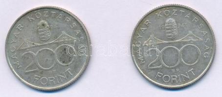 1994. 200Ft Ag "Deák" (2x) T:XF patina Adamo F13.1