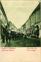 1906 Vukovár, Vukovar; Franje Josipa ulica / Franz Josefsgasse. Verlag L. H. Freund / utca, J. Psenica, Herman Lyon, Velkovic üzlete / street, shops (EK)