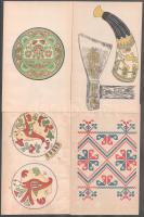 Népművészet témában 20 db kétoldalas, fekete-fehér képtábla + 4 db színes képtábla, Lükő Gábor: A ma...