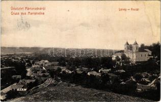 1908 Máriaradna, Radna (Lippa, Lipova); látkép, kegytemplom. Czauscher József kiadása 2026. (W.L. ?) / general view, pilgrimage church (EK)