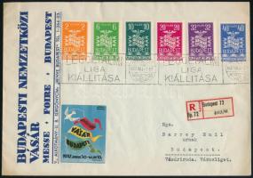 1937 Vásár sor ajánlott helyi levélen / Mi 543-548 on registered local cover