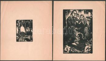 M. Makkai Piroska (1910-1998): 7 db jelzés nélküli fametszet, 8x6 cm és 16,5x11 cm közötti méretben