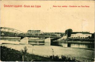 1911 Lippa, Lipova; Maros folyó vashídja. W.L. Bp. 3044a. / Eisenbrücke von Fluss Maros / Mures iron bridge (EK)
