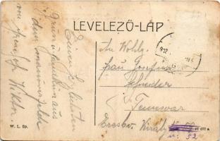 1912 Lippa, Lipova; Búza tér a román (ortodox) templommal, Takarékpénztár. W.L. Bp. / Getreideplatz ...